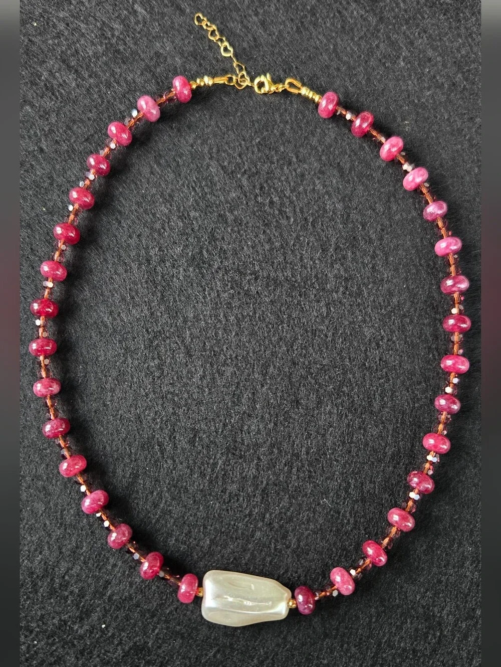 Handcrafted Semiprecious Purple Jade And Swarovski Pearl Pendant Necklace